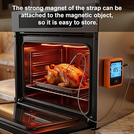 Wireless Meat Thermometer Digital for Outside Grilling BBQ Oven and Smoking, 4 Meat Probes Grill Thermometer for Home Chefs Cooking Turkey Fish Beef Bluetooth 330ft Range Temp Sensors