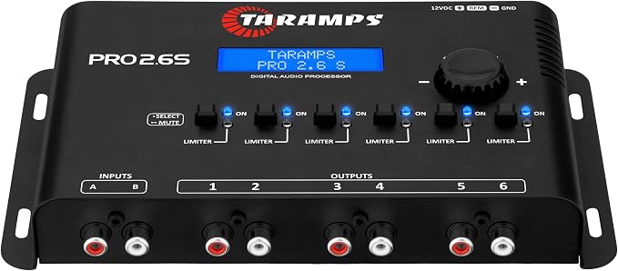 Taramp's Pro 2.6S Digital Signal Processor Equalizer 3-band Graphic Equalization 6 Channels 18K Ohms(RCA) Output Impedance 47 Ohms Limiter Adjustable Car Audio System