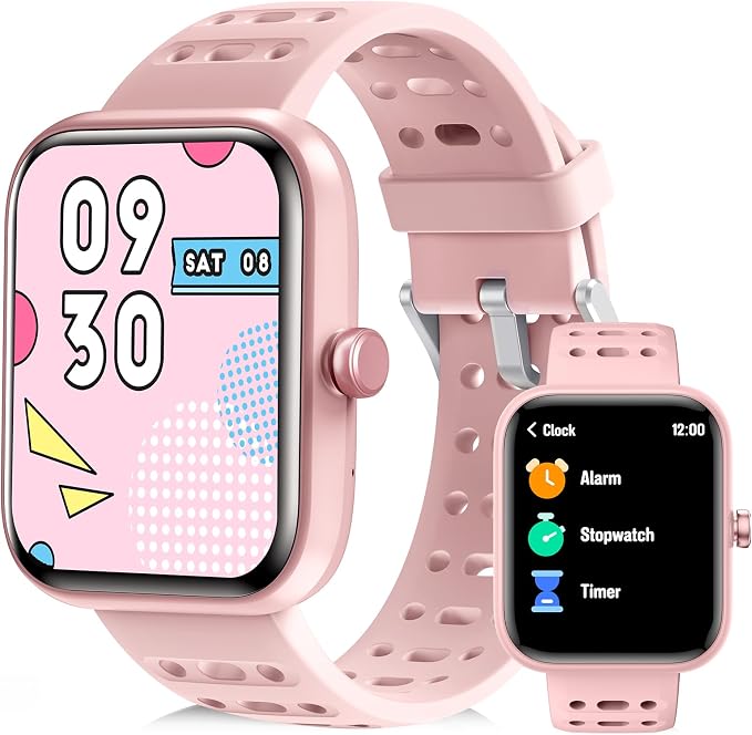 ENOMIR Smart Watch for Kids Gifts, Kids Smartwatches with Fitness Monitor, Alarm Clock Reminder & Activities Track, Lovely Digital Watch with Custom Design & Puzzle Games, Girls Birthday Pink