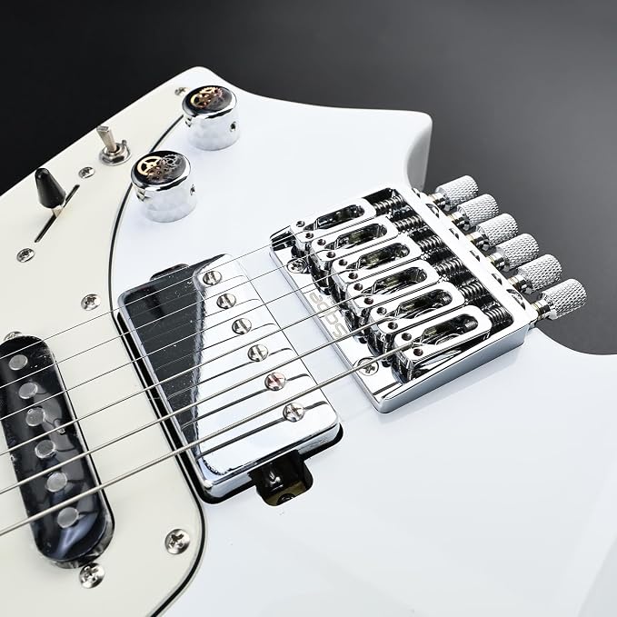 10.5mm(13/32") Headless Electric guitar Bridge Zinc Alloy 6 String Fixed Bridge for Headless Electric Guitar Replacement Parts（Chrome）