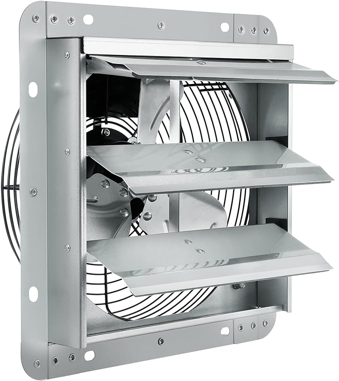 VEVOR 10'' Shutter Exhaust Fan, High-speed 820 CFM, Aluminum Wall Mount Attic Fan with AC-motor, Ventilation and Cooling for Greenhouses, Garages, Sheds, Shops, FCC