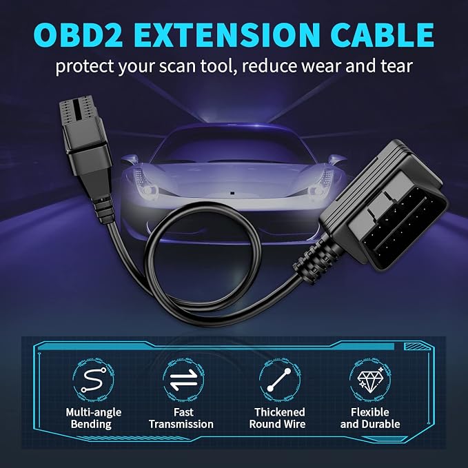 FOXWELL NT604 obd2 Scanner and 16Pin Male to Female Diagnostic Extension Convert Cable 65cm/25.59”