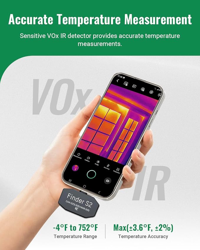Finder S2 Thermal Camera Andriod,512x384 Super Resolution,256x192 IR Resolution Thermal Imaging Camera,Thermal Imager for Andriod Phones and Tablets,Carrying Case,USB-C(not for iPhone15/16)