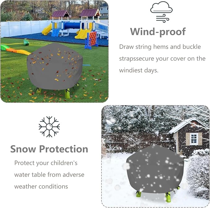 Kids Water Table Cover Fit Rain Showers Splash Pond Water Table,Waterproof Dust Proof Anti-UV Outdoor Toys Cover-Grey