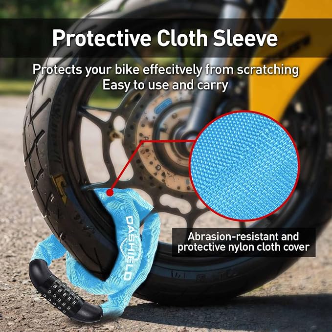 Bike Chain Lock Security 5 Digit Resettable Combination, 38.6 inches Heavy Duty Anti Theft Lock Chain for Bicycle, Motocycle, Scooter, Gate, Fence (SkyBlue, 3.2ft)