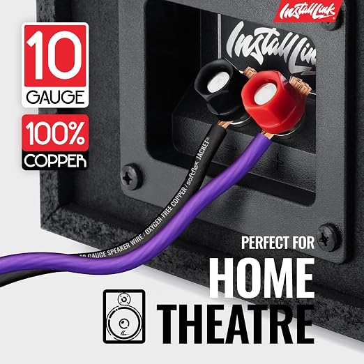 Install Link 10 AWG Gauge Speaker Wire Cable (OFC) Stereo, Car or Home Theater (50 Feet)