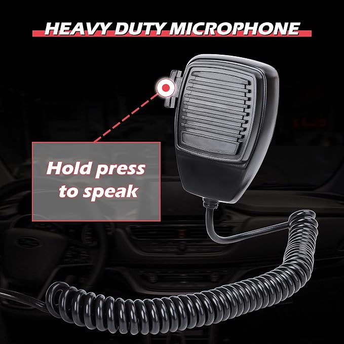 Police Siren 8 Tones PA System 130DB 200 Watt, Heavy Duty Handheld Microphone, Dual 20A Auxiliary Switch, Emergency Siren for Car Truck Vehicles