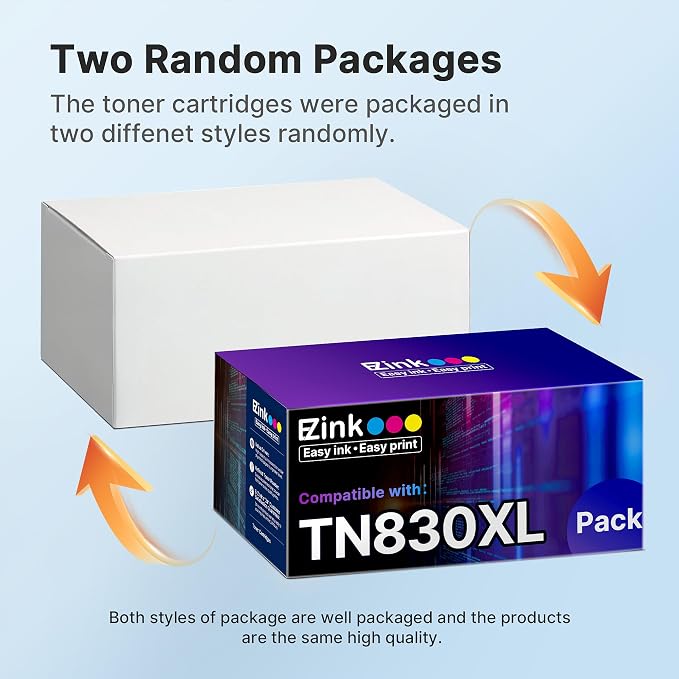 E-Z Ink Compatible TN830XL Toner Cartridge Replacement for Brother TN830XL TN830 TN 830 Toner Cartridges with Brother DCP-L2640DW HL-L2460DW HL-L2480DW HL-L2400D HL-L2405W Printer (4 x TN830XL Toner)