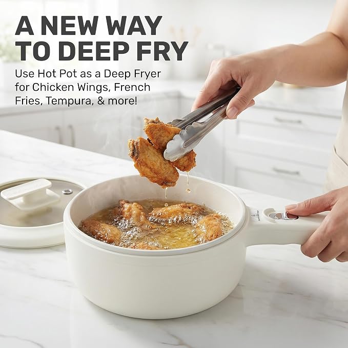 CERAMAX PRO Electric Hot Pot with Lid & Steamer, 1.5L Non Toxic Ceramic Cooker Skillet for Ramen, Eggs, Pasta for Dorms, Camping, RVs, Work, Adjustable Temp. - New Improved 2026 Model
