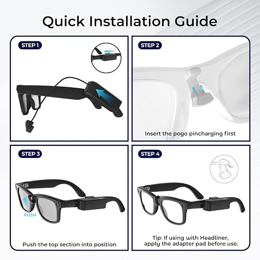 Charger Compatible with Ray-Ban Meta Gen2 Smart Glasses Skyler Headliner Wayfarer Oakley HSTN Extends Usage time by 1.3 Times, Ultra-Lightweight Clip-on Design Charge