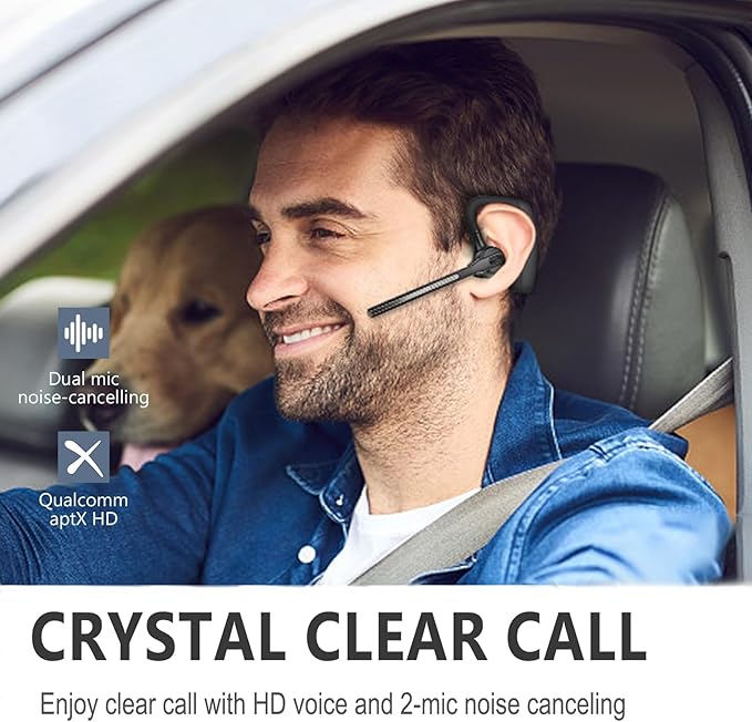 Conambo Bluetooth Headset V5.2 Wireless Bluetooth Earpiece with 750mAH Charging Case 80Hrs Talktime Wireless Headset with CVC8.0 Dual Mic Noise Canceling for iPhone Cellphone Trucker Work