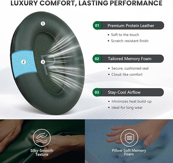 Replacement Ear Pads Cushions for Bose QuietComfort (QC) 45 35 35ii SE & New QuietComfort(Deep Bass) Headphones, Softer Earpads for QC45 QC35 (ii) QC-SE & New QC (Model 884367)