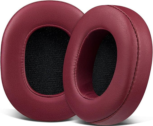 SOULWIT Replacement Earpads for Skullcandy Hesh 3/ANC/Evo & Crusher Wireless/ANC/Evo & Venue ANC Over-Ear Headphones, Ear Pads Cushions with Protein Leather, Noise Isolation Foam - Burgundy