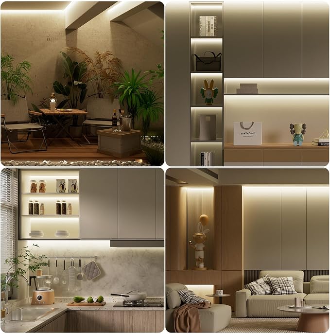 PAUTIX COB LED Strip Light 3780LEDs,Super Bright 8000Lumen 4000K Natural White 24ft,Dimmable 24V LED Tape Light with 3M Tape,RF Remote with Timer Function,48W Power Supply,for Bedroom,Home,Kitchen DIY