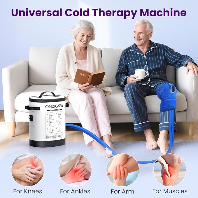 Cold Therapy Machine, Program Timer Ice Machine for Knee After Surgery, Portable Ice Therapy Machine with Quiet Pump, Large Cold Pad for Ankle, Arm Joints, Sports Injuries, Cryotherapy Pain Relief