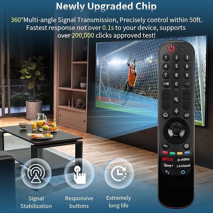 for LG-TV-Remote-Control-Replacement, for All 2019-2025 LG Magic Remote Control for Smart TVs with Pointer and Voice Function. 2-Year Warranty.