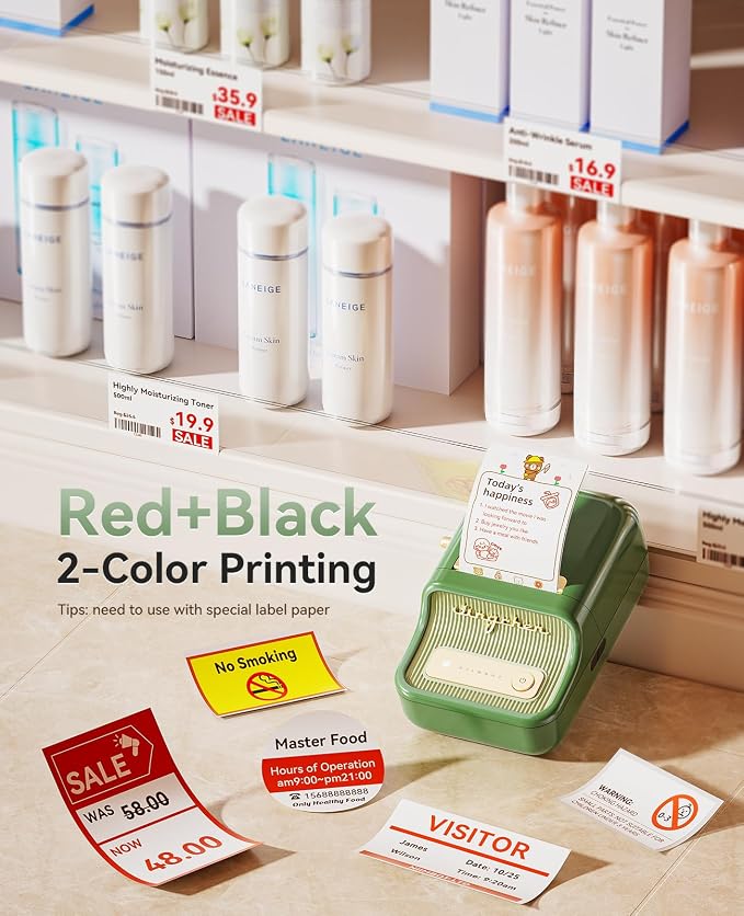 NIIMBOT B21 Pro Label Maker, 300DPI HD Label Printer, Ideal for Notes,Photos, Study Graphics, Memo Maker,50x30mm Label(Pine Green)