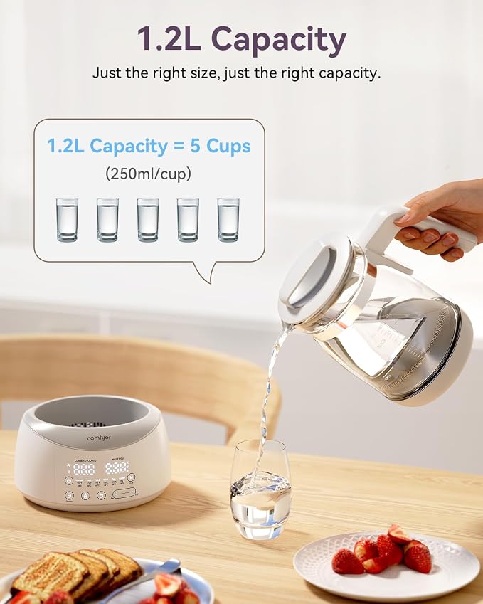 comfyer BK01 Bottle Warmer, Baby Bottle Warmer with Night Light & Faster Cooling Fan, Instantly Water Warmer, Tea Kettle Electric with 6 Temperature Control Presets, Feed Baby More Easier & Healthier