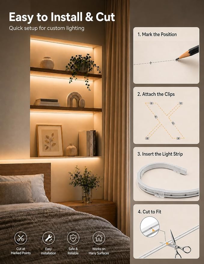 Neon Rope Lights, 32.8ft Warm White Dimmable LED Rope Lights, Cuttable Waterproof Flexible DIY LED Strip Lights for Bedroom, Indoor, Outdoor Decoration (Power Adapter Included)