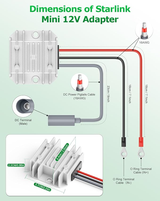 Starlink Mini 12V Adapter DC Step Up Converter 12V to 30V 3.5A Smart Boost Starlink Mini Power Supply Cable Battery Pack for RV Accessories 9-28V Input with Waterproof DC Port No Voltage Drop
