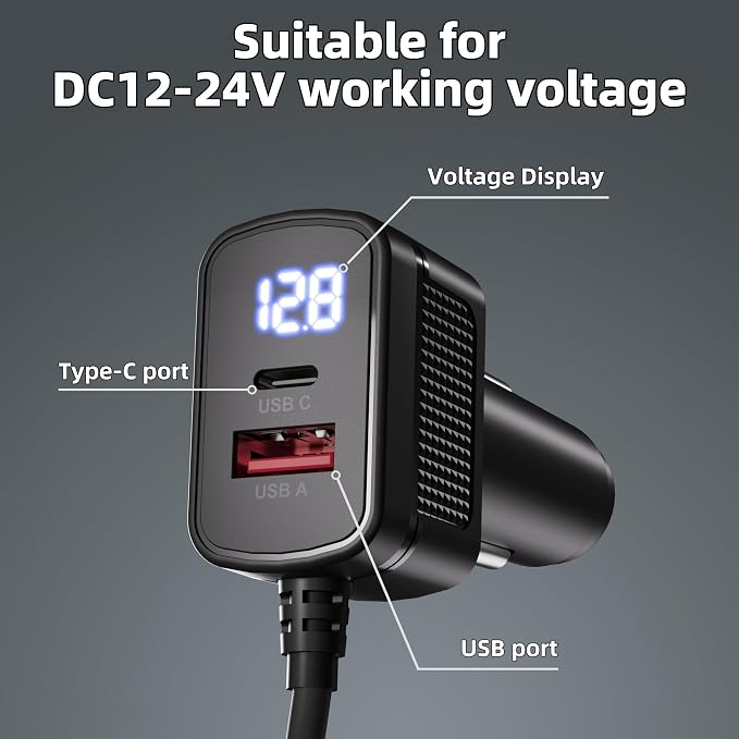 Starlink Mini Car Adapter 10FT/3M with 100W Dual Ports and Voltmeter | Waterproof DC Plug, Starlink Mini Accessories Charging While Powering Mini Starlink