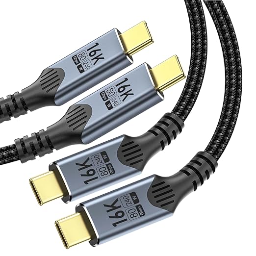 Short USB c to USB c 2 Pack 1FT/0.3M Compatible with Thunderbolt 5 Cable high Speed 80Gbps Data Transfer,16K/8K/4K Video,Type c to Type c 240W PD Fast Charging for Thunderbolt 4/3,