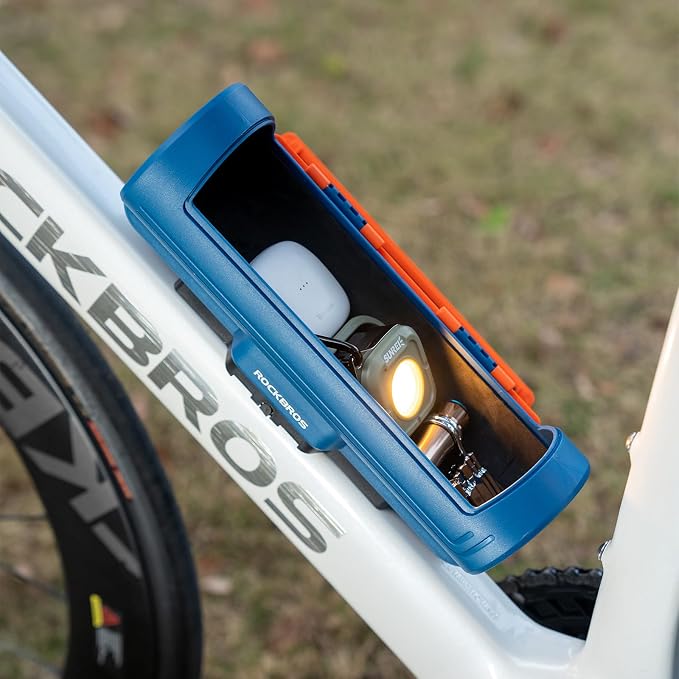 ROCKBROS Secure Bike/Scooter Frame Bag Password Storage Box Plastic Hard Shell Key Anti-Theft Steel Cable/Screws Installation Firm Fixed Equipment, Universal for Gravel MTB Road Racing Cycling
