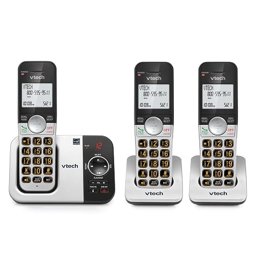 VTech Cordless Phone with 3 Handsets — Big Buttons, Large Backlit Display, Answering Machine, DECT 6.0, Intercom, Call Transfer, Easy to Use | VG232-3