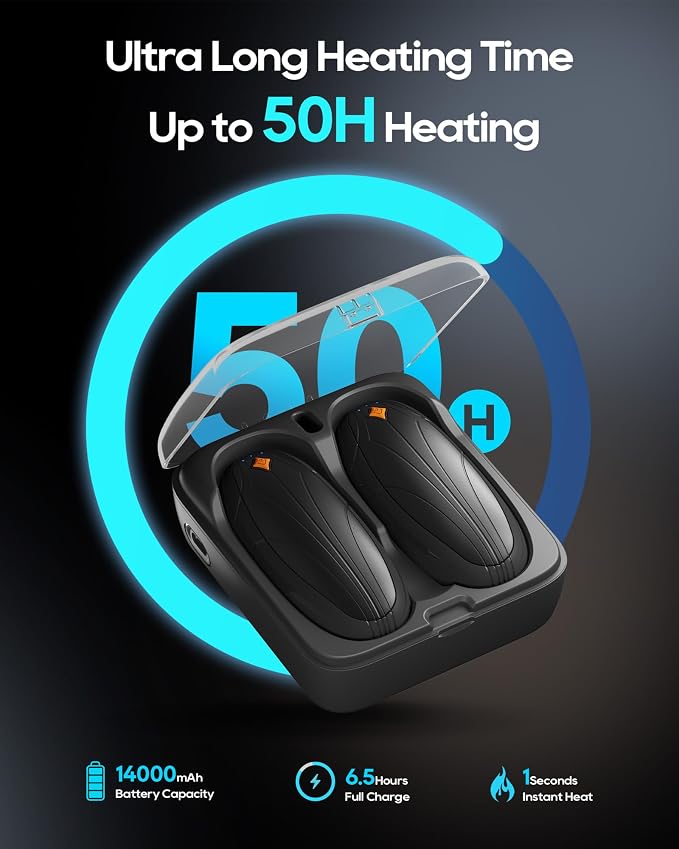 Hand Warmers Rechargeable 2 Pack, 14000mAh Electric Hand Warmers with Wireless Charging Case, AI Chip 3 Heat Settings Up to 50-Hour Portable Pocket Heater, Gifts for Christmas, Camping, Hunting, Golf