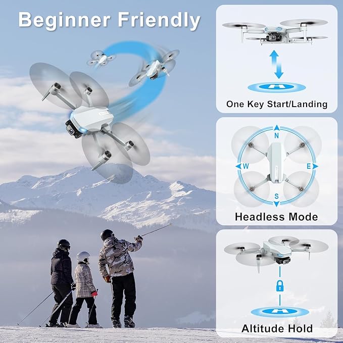 2K Drone with Camera for Adults & Beginners, Foldable FPV Mini Drone with Brushless Motor, 36 Min Flight Time, 2 Batteries, One-Key Takeoff/Landing, Gesture Selfie, Carrying Case