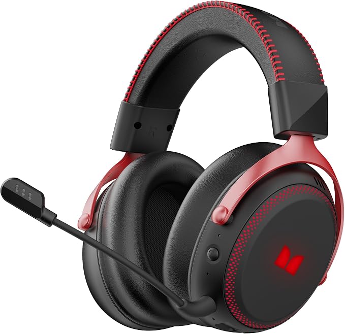 Monster Mission 350 Wireless Gaming Headset for PC, Ps4, Ps5, Xbox Headset with Virtual 7.1 Surround Sound Gaming Headphones, RGB Lights Over Ear Headphones for Switch, Xbox Series X/S, Laptop, Mobile
