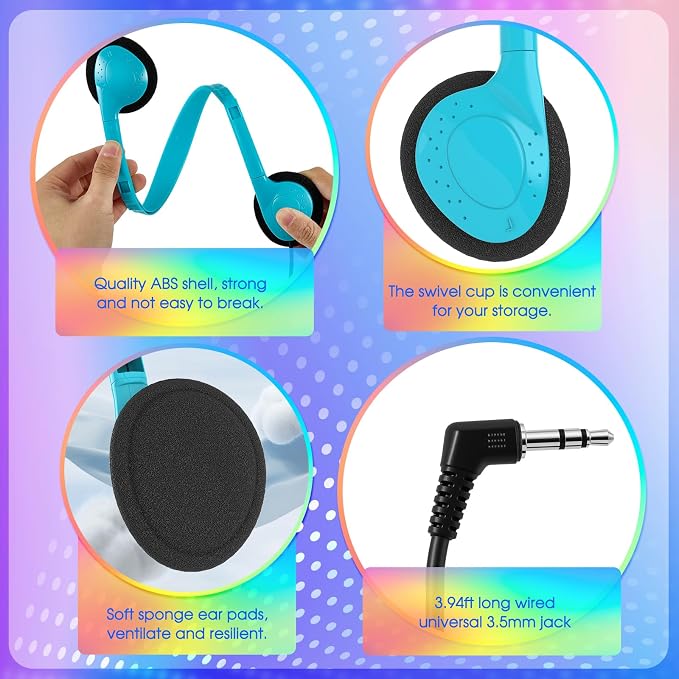 Kids Headphones Bulk 8 Pack for Classroom School Students Children Toddler Boys Girls Teen and Adult(HLY002,8 Colors)