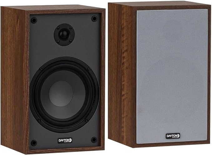 Dayton Audio Classic B65 Bookshelf Speakers, 6.5" Woofer & 1" Tweeter, Passive 2-Way Design, 60W RMS, for Music, TV & Home Audio Systems – Wood