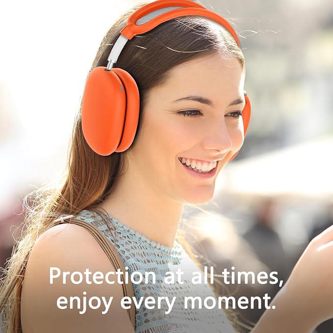 Silicone Case Cover for AirPods Max Headphones,Ear Pad Case Cover/Ear Cups Cover/Headband Cover for AirPods Max 2/1 (2026/2024/2020)(USB-C/Lightning),Silicone Accessories for Apple AirPod Max 2,Orange