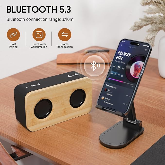 Portable Bluetooth Speaker Wireless,20W(Peak) Bluetooth Speaker with TWS, AUX, TF Card,Wireless Speaker with BT5.3,7H Playtime for Home Party Outdoors Gifts