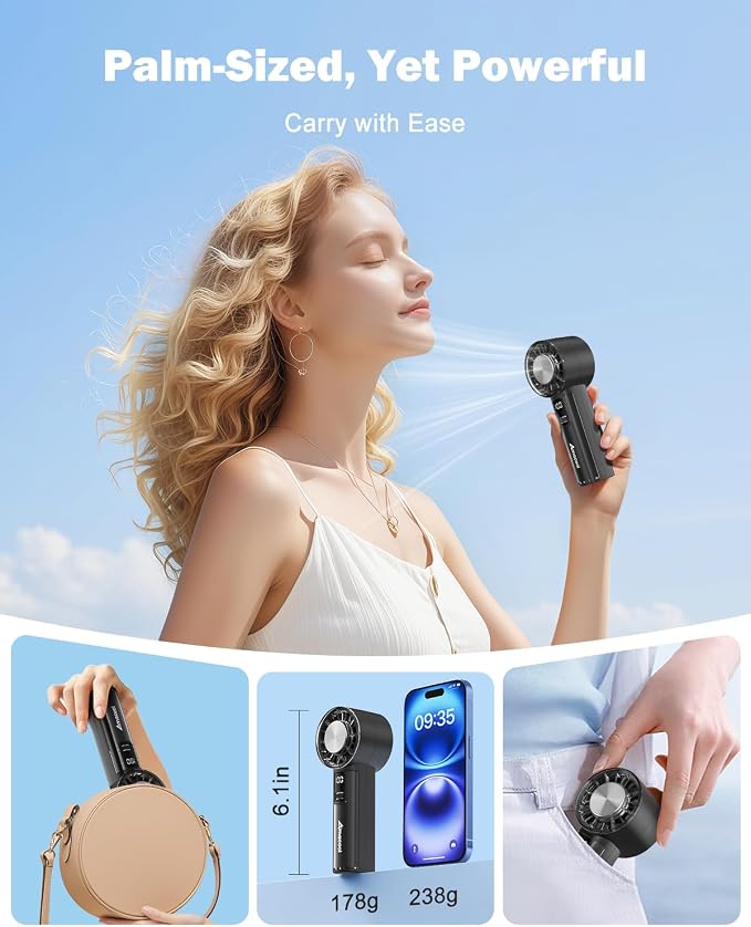 AMACOOL Handheld Fan with Ice Cooler, Mini Portable Fan Rechargeable, 18Hrs Cooling, 0-100 Adjustable Speed, Small Yet Powerful, Personal Hand Fans for Travel, Beach, Outdoor, Makeup, Gifts for Women