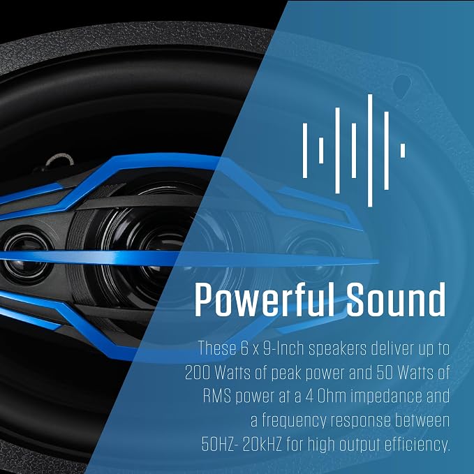 Jensen JS-Series JS6904 High Performance 4-Way 6x9-inch Car Speakers (Pair) | 200 Watts Peak Power (50W RMS) per Speaker | 58mm Mylar Balanced Dome Midrange | Two 20mm Piezo Tweeters