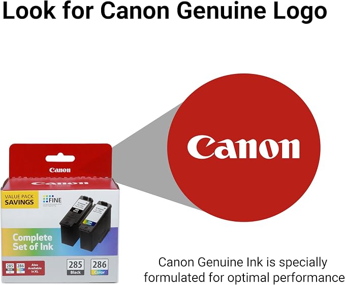 Canon® PG-285 Black/CL-286 Tri-Color Standard-Yield Ink Cartridges, Pack Of 2, 6197C004