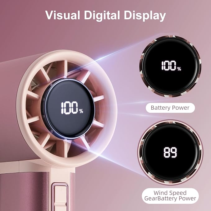 Handheld Turbo Fan with 1-100 Speed - 15H Max Cooling Mini Portable Fan, Metal Personal Air Cooler for Commute and Travel, Gifts for Men and Women, RoseGold