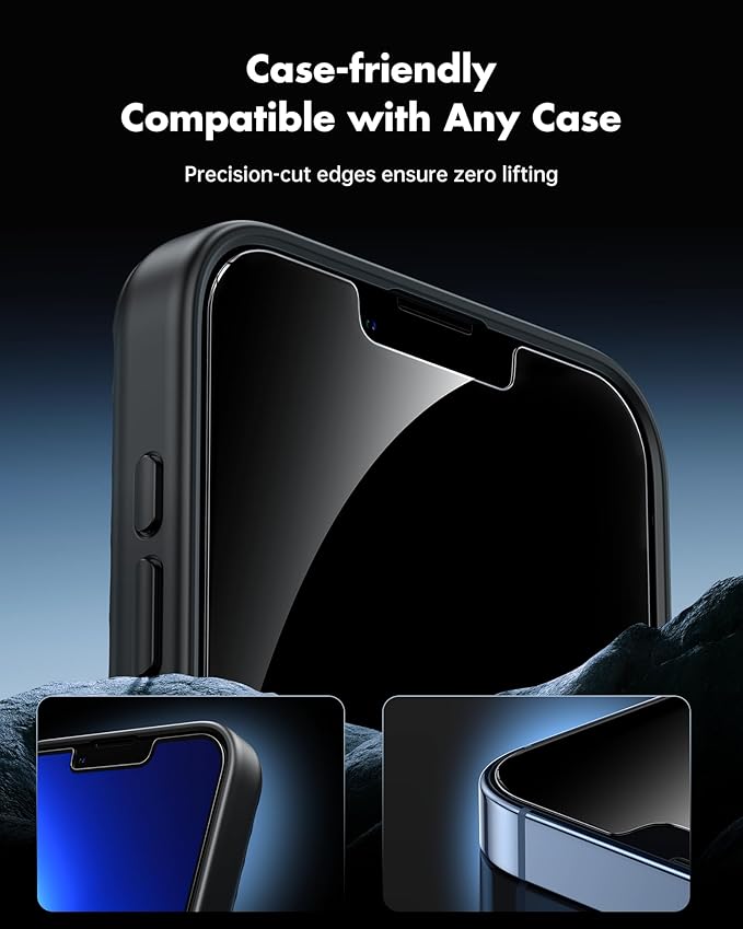 UNBREAKcable Privacy Screen Protector for iPhone 14/ iPhone 13/13 Pro, Tempered Glass [True 28°Anti Spy] [9H Hardness] [Case Friendly] Private Protector for iPhone 6.1" - 2 Pack