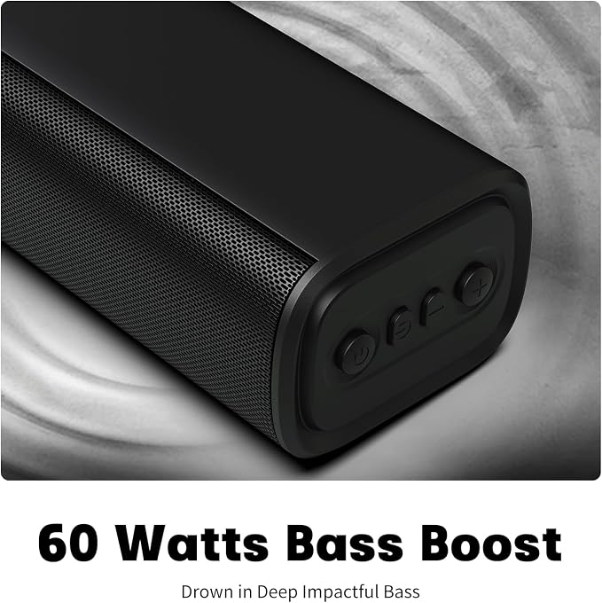 Rythflo Sound Bar for Smart TV, 16'/60W Soundbar with Impactful Bass, Dynamic Light and Remote Control, Wall Mountable TV Speakers with Bluetooth/Optical/3.5MM AUX for Gaming/PC/Projector