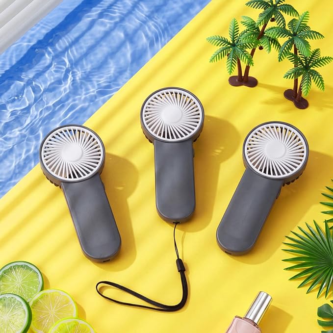 Sumind 12 Pcs Small Personal Portable Fan Mini Handheld Bulk 1 Speed Electric Cute Battery Powered for Neck Lash Makeup Women Men Travel Camping Indoor Outdoor Summer (Dark Gray)