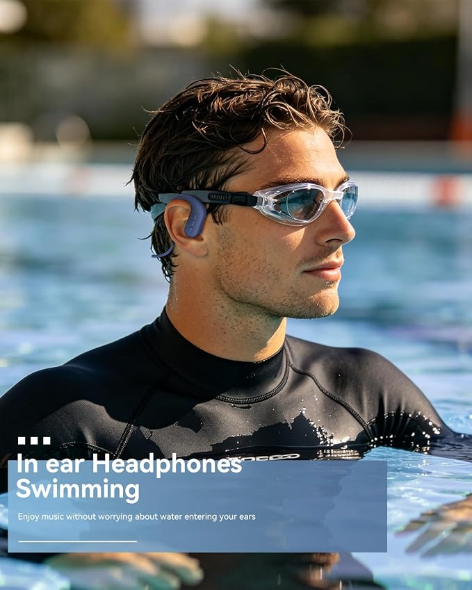 SANOTO Swimming Headphones, in Ear Bone Conduction Earbuds Bluetooth 5.4, IPX8 Waterproof Earbuds Sport, 8G MP3 Player Swimming Earphones, Underwater Headphones for Swim Run Surf Cycle