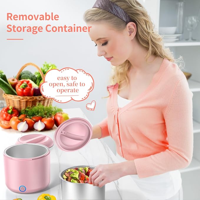 Akhia 41-Ounce Electric Lunch Box for Adults 80W Heated Lunch Box for Men, Portable Food Warmer with 1.2L 304 Stainless Steel Container 12V/24V/110V/220V in Car Truck Valentine's Gift for Men Woman