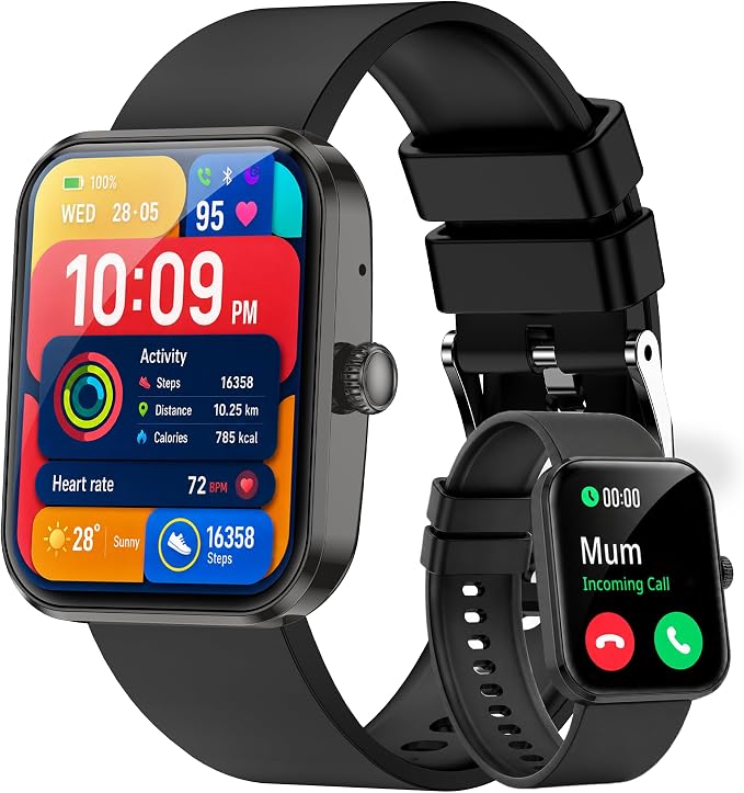 Smart Watch for Men Women, Bluetooth Calling Smartwatch, 1.93" AMOLED Fitness Tracker with Heart Rate, Sleep & SpO2 Monitor, 123 Sports Modes, Voice Control, Long Battery Life for Android iPhone