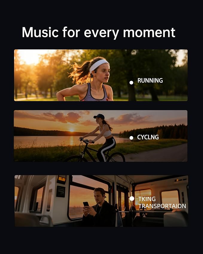 New Bone Conduction Headphones Bluetooth 6.0, Open Ear Headphones with Mic, 3 EQ Modes, Anti-Leak Audio, Dual Pairing, 10H Playtime, 25g Lightweight, IP65 Waterproof for Running, Cycling & Hiking