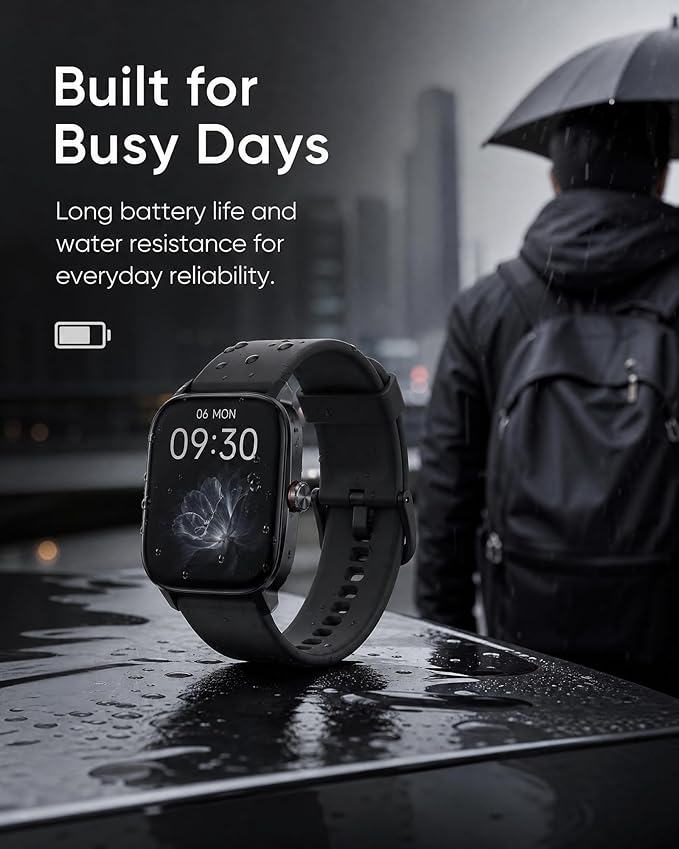 Smart Watch for Men Women, 1.85" HD Touch Screen Smartwatch with Bluetooth Answer/Make Calls, Fitness Tracker Compatible with iPhone Samsung Android iOS Black