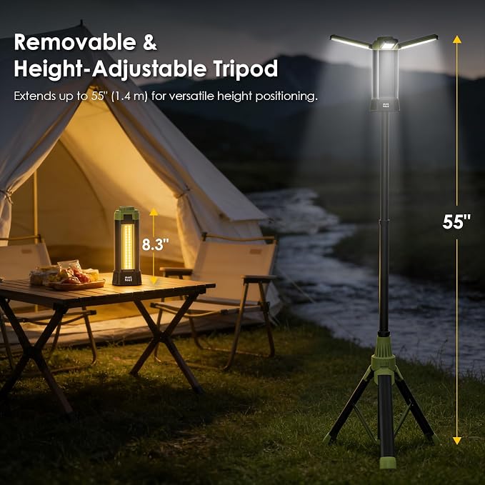 Telescopic Camping Light, 9000mAh Rechargeable Lantern, Portable Camping Light, Camping Essentials Gear Emergency Flashlight for Outdoor, IPX4 Water Resistant