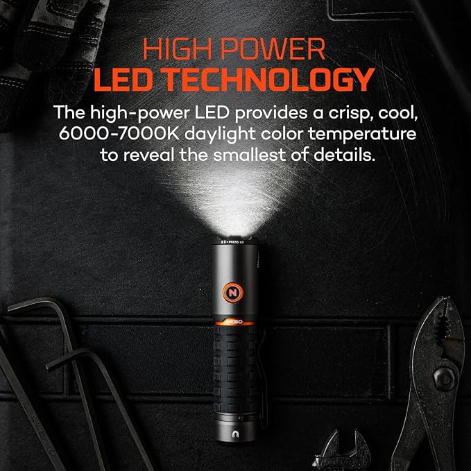 NEBO Torchy 3K Rechargeable Pocket Flashlight | 3000 Lumen Rechargeable & Portable Pocket Light with Clip, 5 LED Light Modes, Magnetic Base for Hands Free Use, Water & Impact Resistant