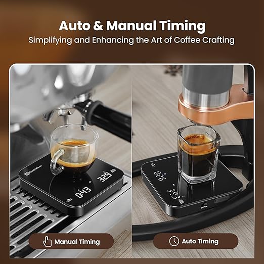 Maestri House S2 Espresso Coffee Scale with Timer, USB-C Rechargeable 2kg/0.1g Precision Shot Scale, Digital Scale for Espresso Brewing(Black)